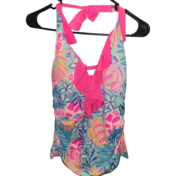 NWT Lilly Pulitzer Nara Tankini Top Size 6 Seaglass Aqua Rainforest retreat - Picture 2 of 10